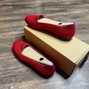 Rothy's The Lounge Loafer Bombshell Red Knit Flats Shoes -‎ US 9